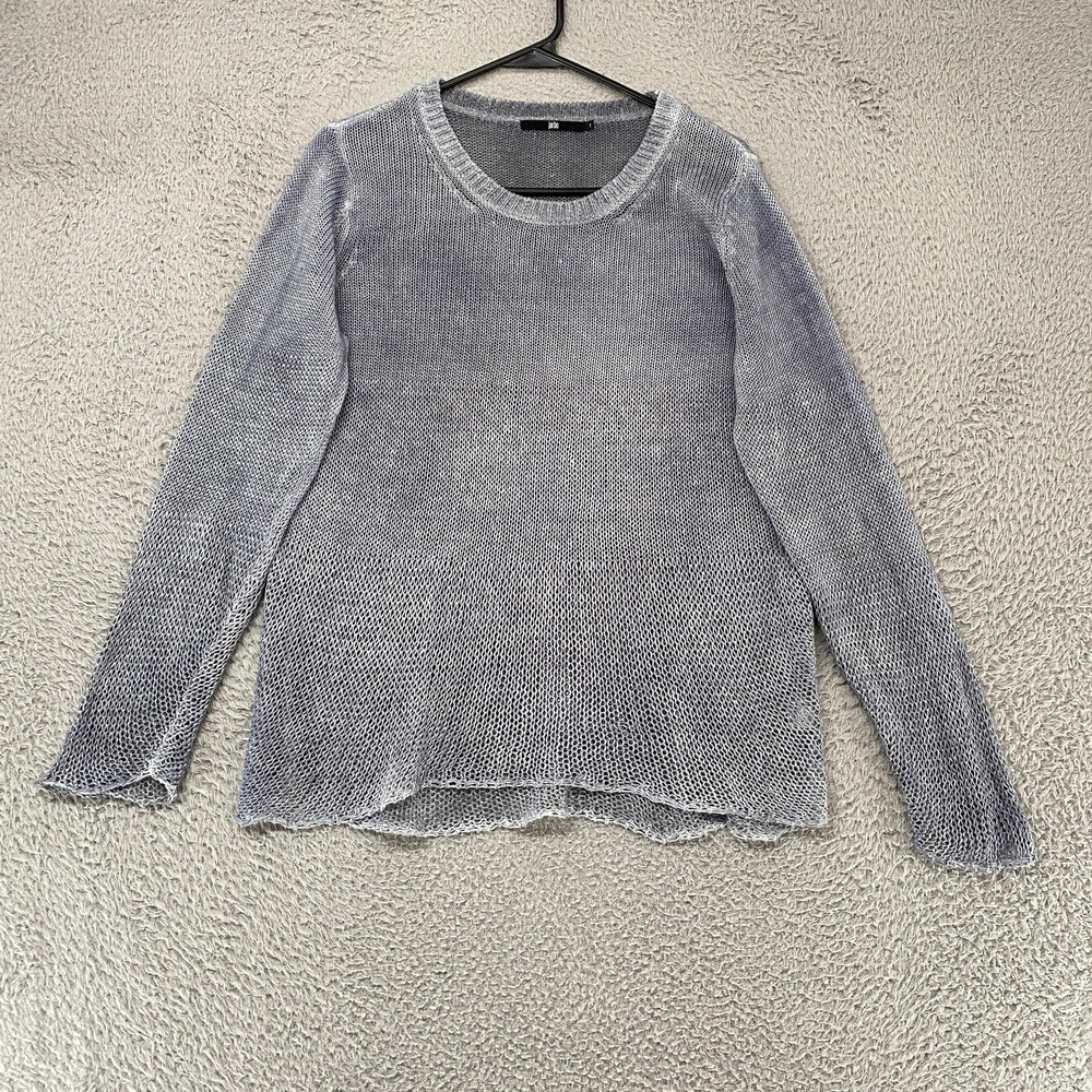 Jarbo Linen Sweater Womens 1 Small Gray Open Knit Lightweight Minimalist Capsule